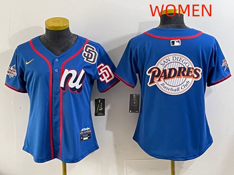 Women 2025 San Diego Padres Blank Blue All star Nike MLB Jersey style 06->women mlb jersey->Women Jersey